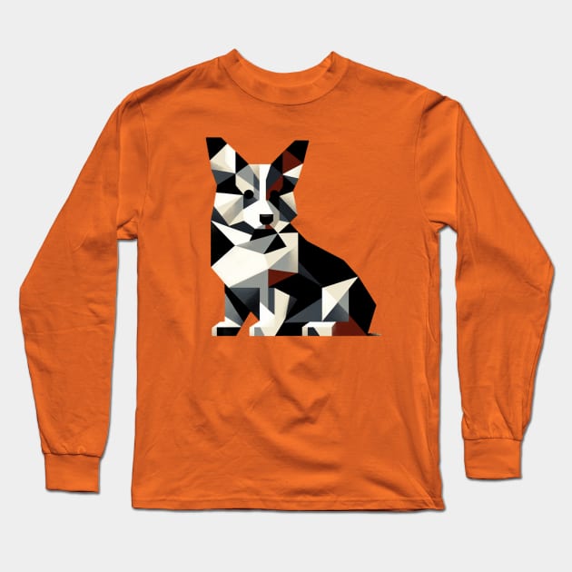 Abstract Design Tricolor Corgi Long Sleeve T-Shirt by Zelda